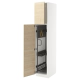 METOD Mobile alto con accessori pulizia, bianco/Askersund effetto frassino chiaro, 40x60x200 cm