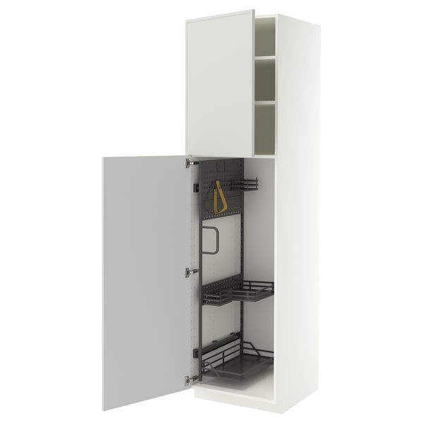 METOD Mobile alto con accessori pulizia, bianco/Aspudden grigio chiaro, 60x60x220 cm