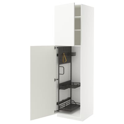 METOD Mobile alto con accessori pulizia, bianco/Ringhult bianco, 60x60x220 cm
