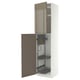METOD Mobile alto con accessori pulizia, bianco/VOXTORP grigio-marrone scuro lucido verticale, 60x60x240 cm
