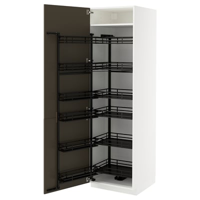 METOD Mobile alto con cestelli dispensa, bianco/Havstorp marrone-beige, 60x60x200 cm