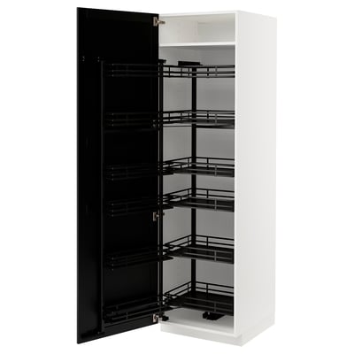 METOD Mobile alto con cestelli dispensa, bianco/Lerhyttan mordente nero, 60x60x200 cm
