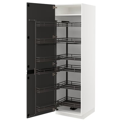METOD Mobile alto con cestelli dispensa, bianco/Upplöv antracite opaco, 60x60x200 cm