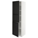 METOD Mobile alto con ripiani/2 ante, bianco/Lerhyttan mordente nero, 60x60x200 cm