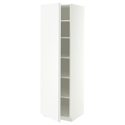 METOD Mobile alto con ripiani, bianco/VOXTORP bianco opaco manico verticale, 60x60x200 cm