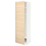 METOD Mobile alto con ripiani/cestello, bianco/Askersund effetto frassino chiaro, 60x60x200 cm