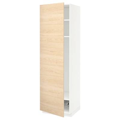 METOD Mobile alto con ripiani/cestello, bianco/Askersund effetto frassino chiaro, 60x60x200 cm