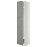 METOD Mobile alto con ripiani/cestello, bianco/Bodbyn grigio, 40x60x200 cm