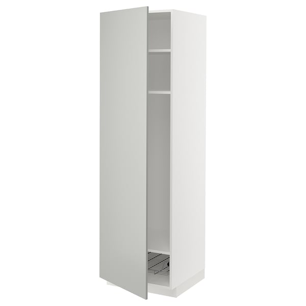 METOD Mobile alto con ripiani/cestello, bianco/Havstorp grigio chiaro, 60x60x200 cm