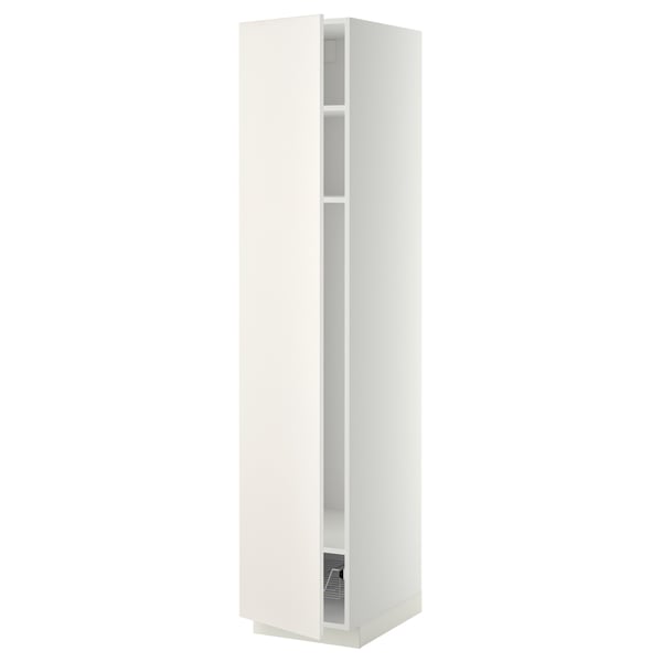 METOD Mobile alto con ripiani/cestello, bianco/Veddinge bianco, 40x60x200 cm
