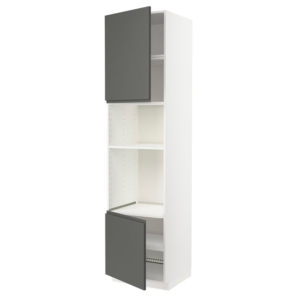 METOD Mobile alto elettrodomest incasso, bianco/Voxtorp grigio scuro, 60x60x240 cm