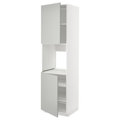 METOD Mobile alto forno, 2 ante/ripiani, bianco/Havstorp grigio chiaro, 60x60x220 cm