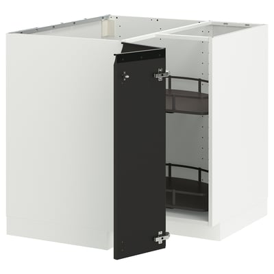 METOD Mobile angolare/cestello girevole, bianco/Upplöv antracite opaco, 88x88 cm