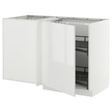 METOD Mobile base angolare/cestello estr., bianco/Ringhult bianco, 128x68 cm