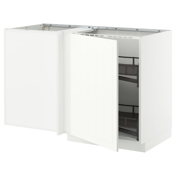 METOD Mobile base angolare/cestello estr., bianco/Stensund bianco, 128x68 cm