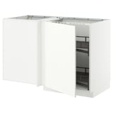 METOD Mobile base angolare/cestello estr., bianco/Stensund bianco, 128x68 cm
