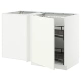 METOD Mobile base angolare/cestello estr., bianco/Vallstena bianco, 128x68 cm