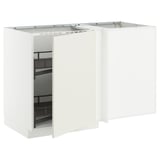 METOD Mobile base angolare/cestello estr., bianco/Veddinge bianco, 128x68 cm