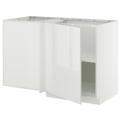 METOD Mobile base angolare con ripiano, bianco/Ringhult bianco, 128x68 cm