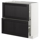 METOD Mobile base con 2 cassetti, bianco/Lerhyttan mordente nero, 80x37 cm