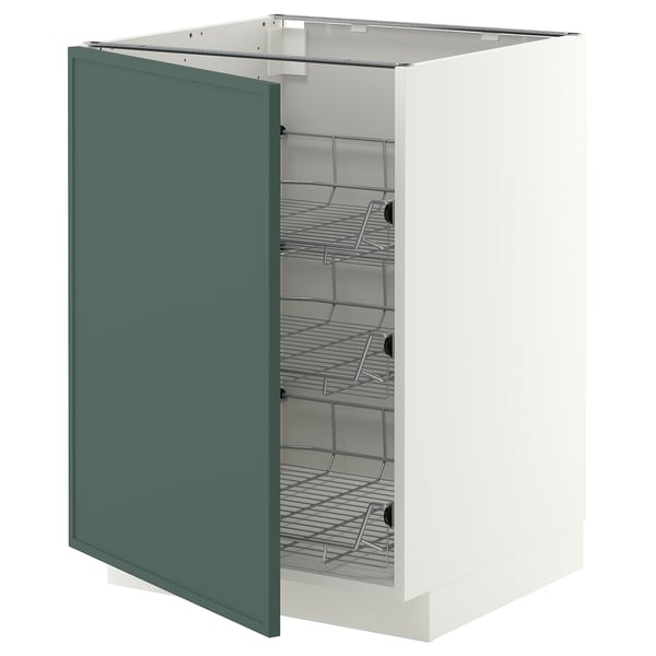 METOD Mobile base con cestelli scorrevoli, bianco/Aspudden grigio scuro-verde, 60x60 cm
