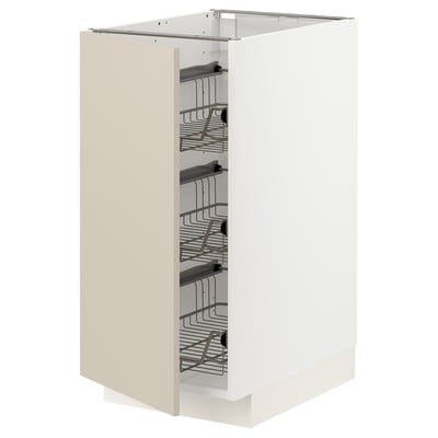 METOD Mobile base con cestelli scorrevoli, bianco/Havstorp beige, 40x60 cm