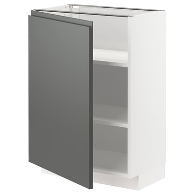 METOD Mobile base con ripiani, bianco/Voxtorp grigio scuro, 60x37 cm