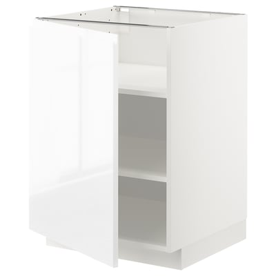 METOD Mobile base con ripiani, bianco/Voxtorp lucido/bianco, 60x60 cm