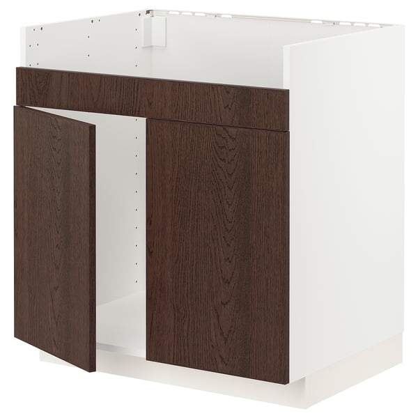 METOD Mobile base per lavello 2vas HAVSEN, bianco/Sinarp marrone, 80x60 cm
