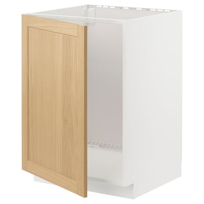 METOD Mobile base per lavello, bianco/Forsbacka rovere, 60x60 cm