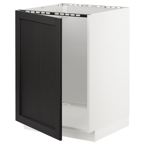 METOD Mobile base per lavello, bianco/Lerhyttan mordente nero, 60x60 cm
