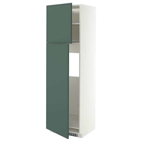 METOD Mobile frigo/2 ante, bianco/Aspudden grigio scuro-verde, 60x60x200 cm