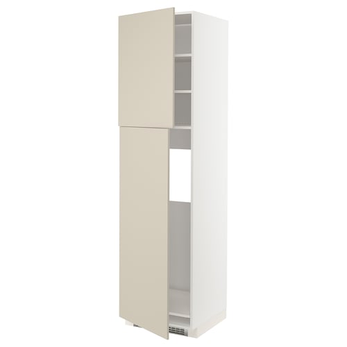 METOD Mobile frigo/2 ante, bianco/Havstorp beige, 60x60x220 cm
