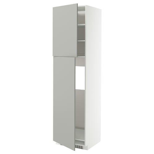 METOD Mobile frigo/2 ante, bianco/Havstorp grigio chiaro, 60x60x220 cm