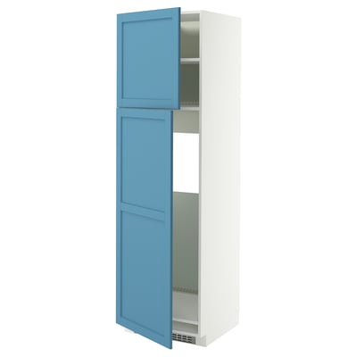 METOD Mobile frigo/2 ante, bianco/Lerhyttan blu, 60x60x200 cm