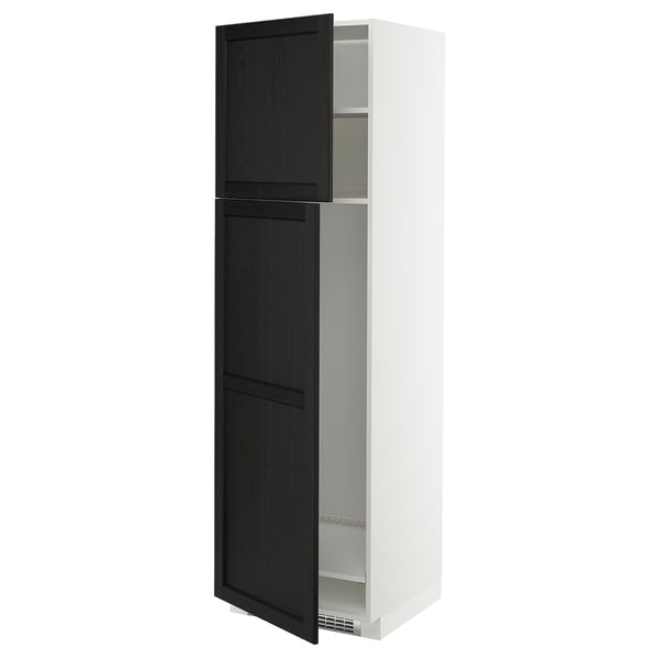METOD Mobile frigo/2 ante, bianco/Lerhyttan mordente nero, 60x60x200 cm
