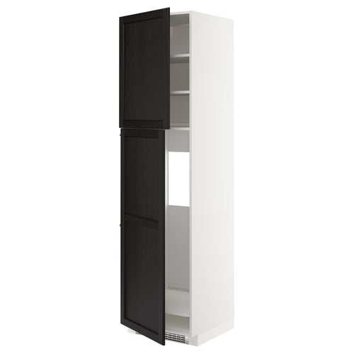 METOD Mobile frigo/2 ante, bianco/Lerhyttan mordente nero, 60x60x220 cm