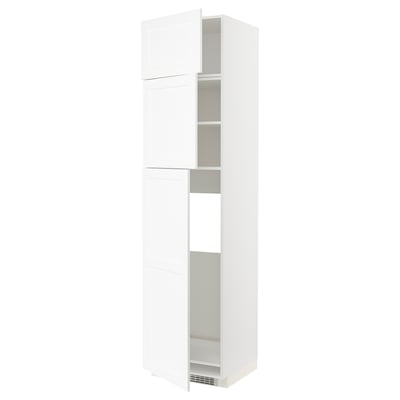 METOD Mobile frigo/3 ante, bianco Enköping/bianco effetto legno, 60x60x240 cm