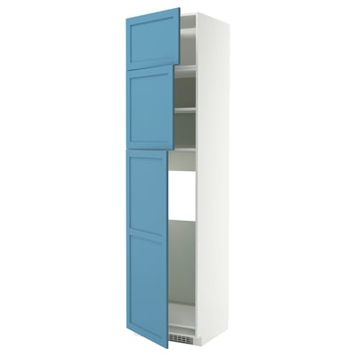 METOD Mobile frigo/3 ante, bianco/Lerhyttan blu, 60x60x240 cm