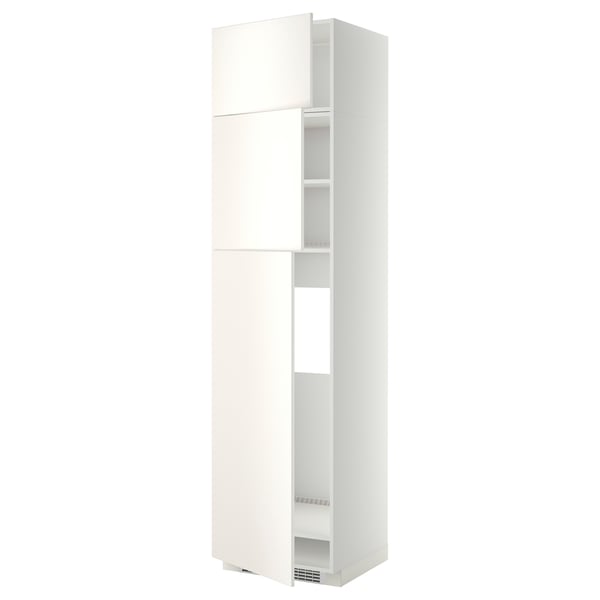 METOD Mobile frigo/3 ante, bianco/Veddinge bianco, 60x60x240 cm