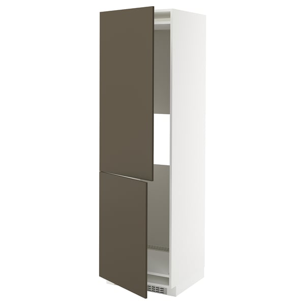 METOD Mobile frigo o congelatore/2 ante, bianco/Havstorp marrone-beige, 60x60x200 cm