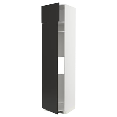 METOD Mobile frigo o congelatore/2 ante, bianco/Nickebo antracite opaco, 60x60x240 cm