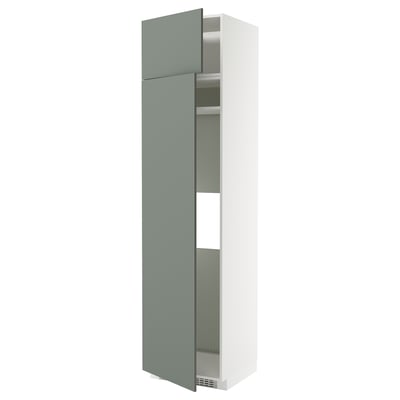 METOD Mobile frigo o congelatore/2 ante, bianco/Nickebo grigio-verde opaco, 60x60x240 cm