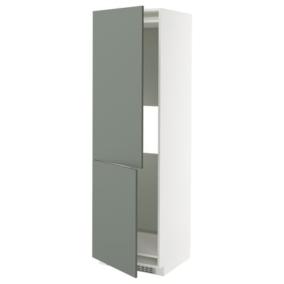 METOD Mobile frigo o congelatore/2 ante, bianco/Nickebo grigio-verde opaco, 60x60x200 cm
