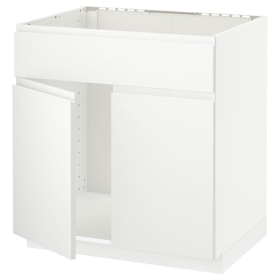 METOD Mobile lavello 2 ante/frontale, bianco/Voxtorp bianco opaco, 80x60 cm