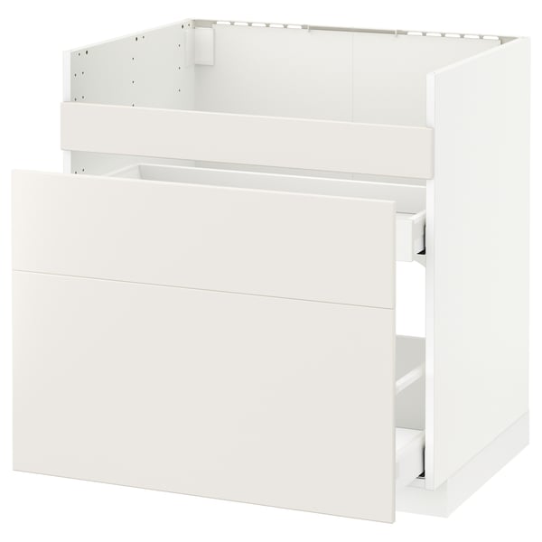 METOD Mobile lavello HAVSEN/3front/2cass, bianco Maximera/Veddinge bianco, 80x60 cm