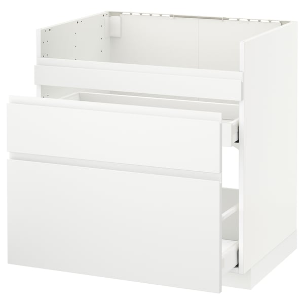 METOD Mobile lavello HAVSEN/3front/2cass, bianco Maximera/Voxtorp bianco opaco, 80x60 cm