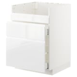 METOD Mobile lavello HAVSEN/3front/2cass, bianco Maximera/Voxtorp lucido/bianco, 60x60 cm