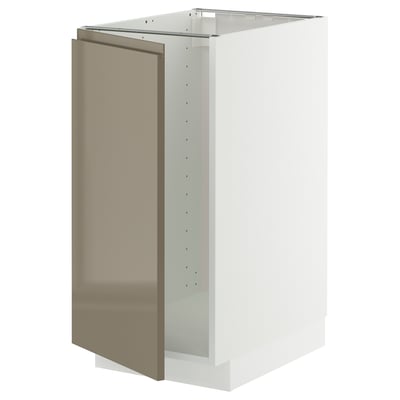 METOD Mobile lavello/raccolta differ., bianco/Voxtorp grigio-marrone scuro lucido, 40x60 cm
