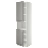 METOD Mobile microonde, 2 ante/ripiani, bianco/Bodbyn grigio, 60x60x220 cm